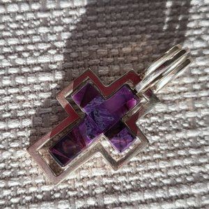 Sugilite Two-Part Cross Pendant, 3 Way Wearable